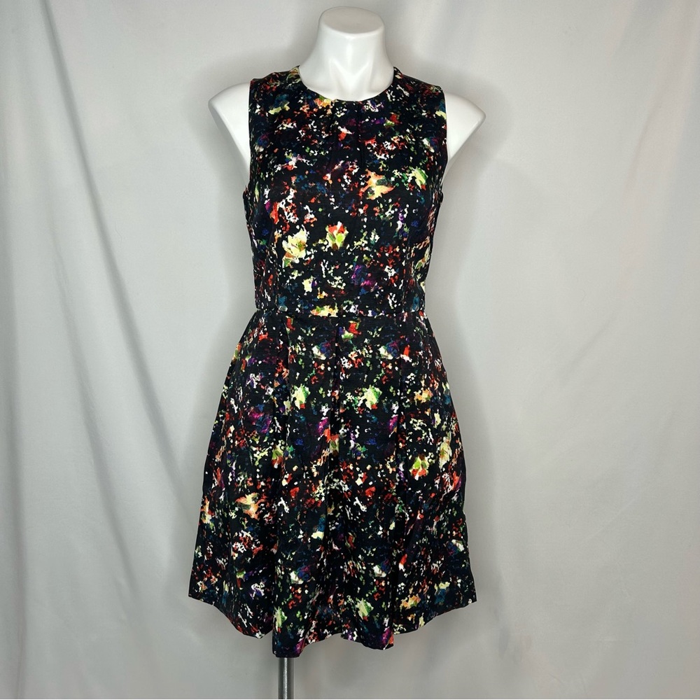 NWT - Gap Black Confetti Abstract Floral Fit & Flare Dress, 4